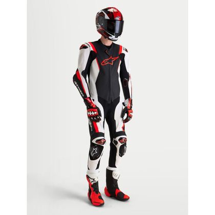 Combinație Alpinestars MISSILE V3 1 PIECE - TECH-AIR® COMPATIBIL - Alb / Roșu