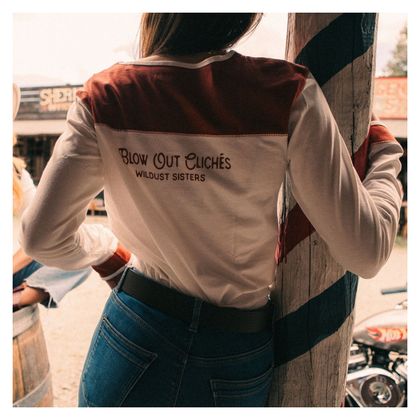 Wildust WESTERN TEE T-Shirt mit langen Ärmeln - Weiß / Rot