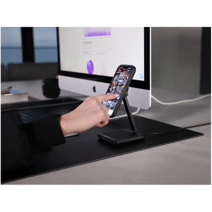 Support Smartphone Quad Lock Maison/Bureau - Double chargeur à induction MAG - Noir