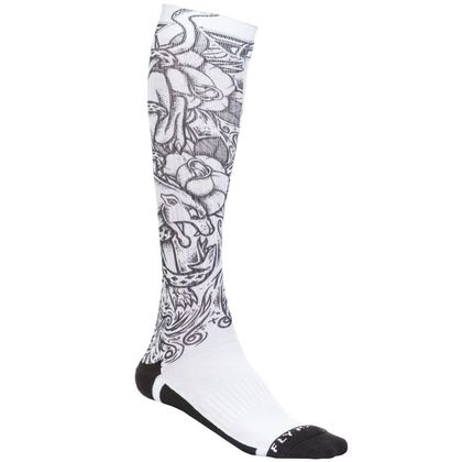Chaussettes MX Fly THIN PANTHER WHITE BLACK