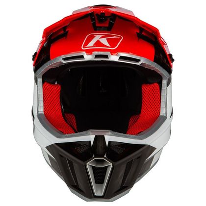 Casco de motocross KLIM F3 CARBON PRO OFF-ROAD STRIKER 2024 - Blanco / Rojo