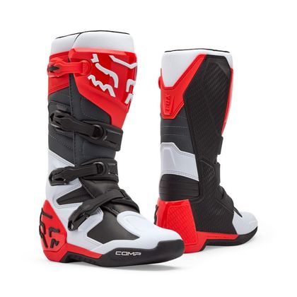 Bottes cross Fox COMP 2025 - Blanc / Rouge Ref : FX6215 