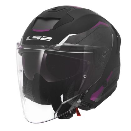 Casque jet LS2 OF618 VERSO II AIR - Noir / Violet Ref : LS1452 
