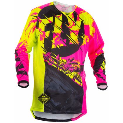 Maillot cross Fly KINETIC YOUTH OUTLAW - ROSE JAUNE FLUO -  Ref : FL0293 