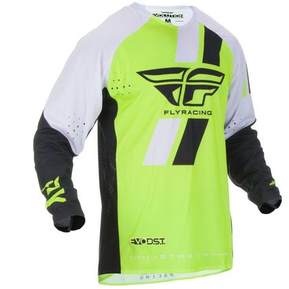 Camiseta de motocross Fly EVOLUTION DST - HI VIS BLACK WHITE 2019 Ref : FL0482 