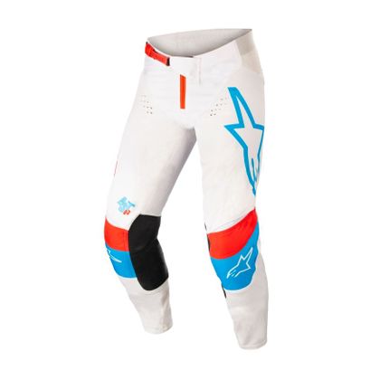 Pantaloni da cross Alpinestars TECHSTAR QUADRO - OFF WHITE BLUE NEON BRIGHT RED 2022 - Bianco / Blu Ref : AP12440 