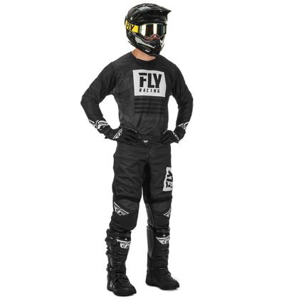 Camiseta de motocross Fly KINETIC MESH NOIZ BLACK WHITE 2020