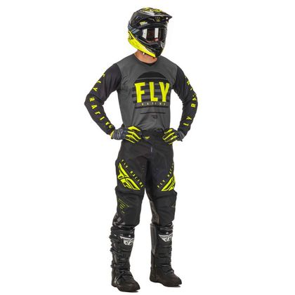 Camiseta de motocross Fly KINETIC K220 BLACK GREY HI-VIS NIÑO