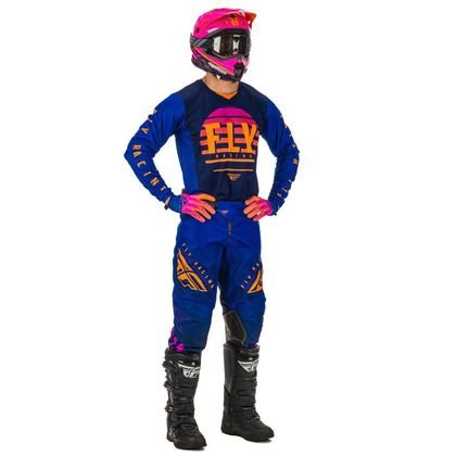 Camiseta de motocross Fly KINETIC K220 MIDNIGHT BLUE ORANGE NIÑO