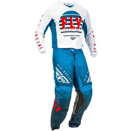 Pantalón de motocross Fly KINETIC K220 BLUE WHITE RED NIÑO