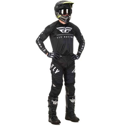 Camiseta de motocross Fly LITE HYDROGEN BLACK WHITE 2020