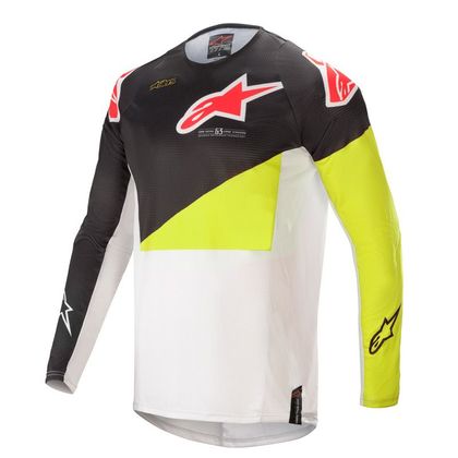 Camiseta de motocross Alpinestars TECHSTAR - FACTORY - BLACK YELLOW FLUO OFF WHITE 2021 Ref : AP12085 