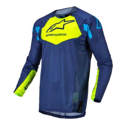 Camiseta de motocross Alpinestars TECHSTAR FACTORY - DARK BLUE YELLOW FLUO BLUE 2022 Ref : AP12435 