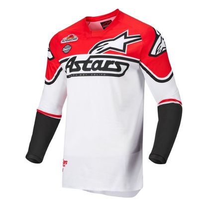 Camiseta de motocross Alpinestars RACER FLAGSHIP - WHITE RED FLUO BLACK 2022 Ref : AP12451 