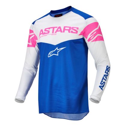 Camiseta de motocross Alpinestars FLUID TRIPPLE - BLUE OFF WHITE PINK FLUO 2022 Ref : AP12481 