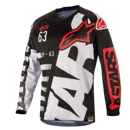 Camiseta de motocross Alpinestars RACER BRAAP BLACK WHITE RED NIÑO 2018
