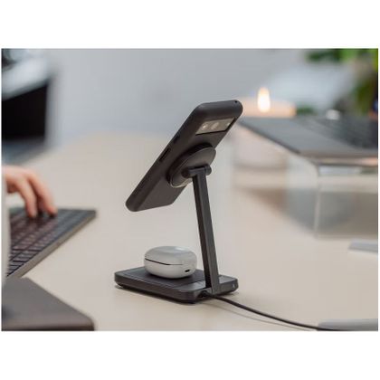 Support Smartphone Quad Lock Maison/Bureau - Double chargeur à induction MAG - Noir