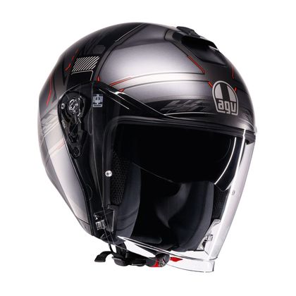 Casque jet AGV IRIDES - ZAGABRIA - Gris / Rouge Ref : AG1156 