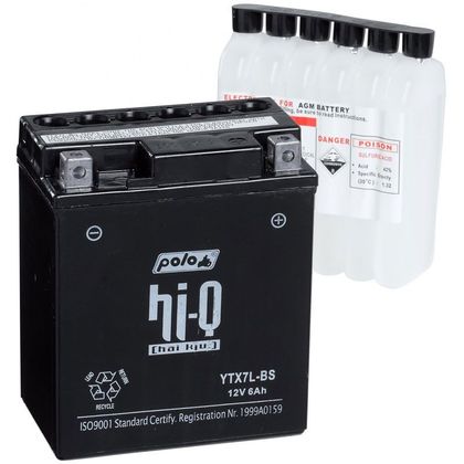 Batterie HI-Q YTX7L-BS ouverte Type acide avec pack acide inclus