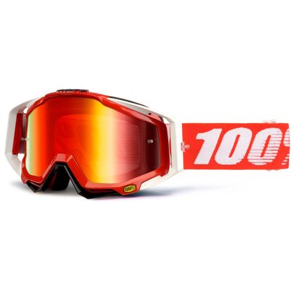 Masque cross 100% RACECRAFT - FIRE ROUGE - ECRAN IRIDIUM - 2020