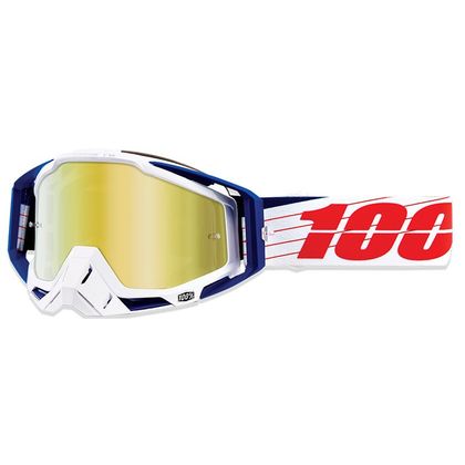 Gafas de motocross 100% RACECRAFT BIBAL BLANCO - PANTALLA IRIDIUM DORADA 2020