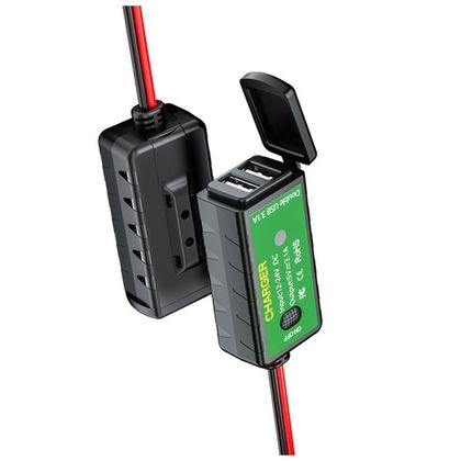 Bike It WATERDICHTE VOEDINGSBLOK, DUBBELE USB MET AAN/UIT, CC INVOER 12 24 V, CC UITVOER 5 V 3,1 A Adapter voor sigarettenaansteker Universeel