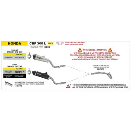 Silencieux Arrow X-Kone EMBOUT CARBONE Racing - Gris