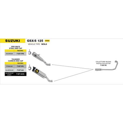 Arrow THUNDER ALU DARK Racing Schalldämpfer - Grau / Schwarz