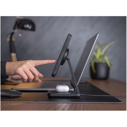 Support Smartphone Quad Lock Maison/Bureau - Double chargeur à induction MAG - Noir