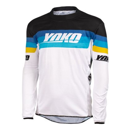 Camiseta de motocross Yoko SKIDI YOUTH WHITE/BLACK/YELLOW