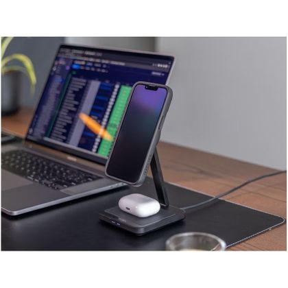 Support Smartphone Quad Lock Maison/Bureau - Double chargeur à induction MAG - Noir