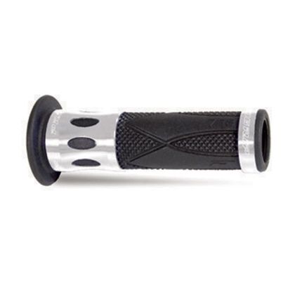 Poignées de guidon Progrip 728 Noir/Alu 22/25 Universel - Noir / Gris
