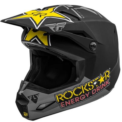 Casco de motocross Fly KINETIC ROCKSTAR MATTE YELLOW BLACK GREY 2021 Ref : FL0906 