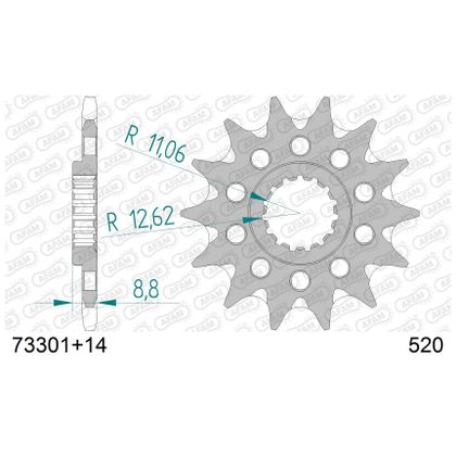 AFAM 520 STEEL ANTI-MUD 14 TEETH Gearbox output pinion - Grey