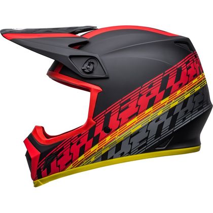 Casco de motocross Bell MX-9 MIPS OFFSET - MATTE BLACK HI-VIZ YELLOW 2023 - Negro / Rojo