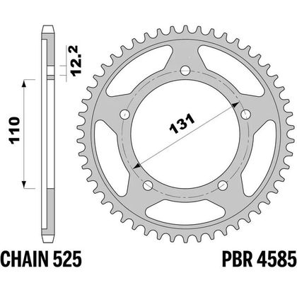 PBR Staal C45 getemperd 4585 - 525 Tandwiel
