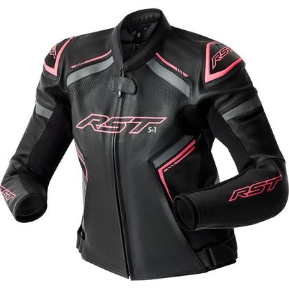 RST S1 D3O® LADY Motorbike Jacket - Black / Pink Ref : RST0339 
