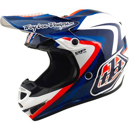 Casque cross TroyLee design GP PRO MIPS SLIDES 2027 - Blanc / Bleu Ref : TRL1313 