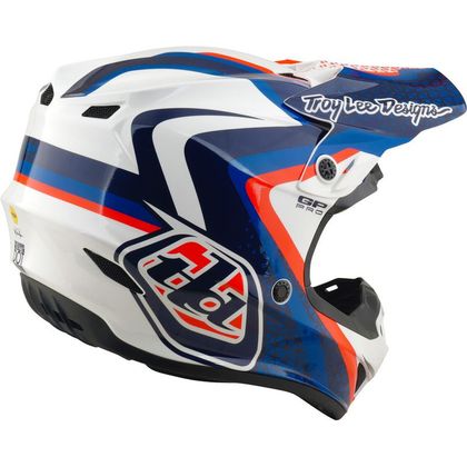 Casque cross TroyLee design GP PRO MIPS SLIDES 2027 - Blanc / Bleu