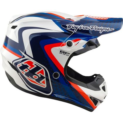 Casque cross TroyLee design GP PRO MIPS SLIDES 2027 - Blanc / Bleu