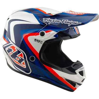 Casque cross TroyLee design GP PRO MIPS SLIDES 2027 - Blanc / Bleu