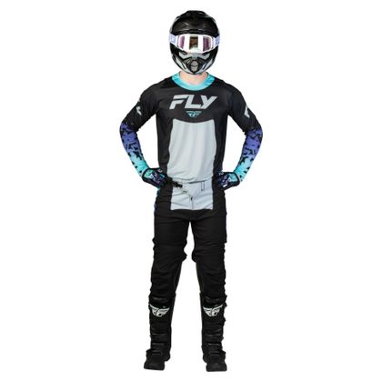 Camisola de motocross Fly LITE - FLAKE 2026 - Preto / Cinza