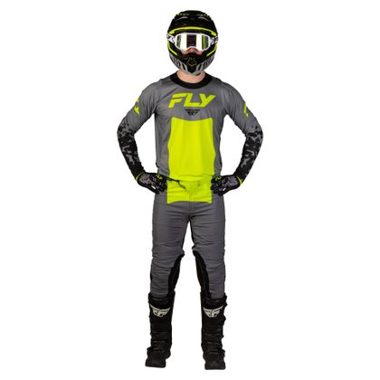 Camisola de motocross Fly LITE - FLAKE 2026 - Cinza / Amarelo