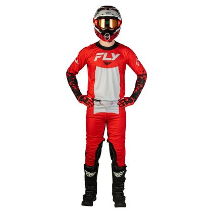 Camisola de motocross Fly LITE - FLAKE 2026 - Vermelho / Cinza