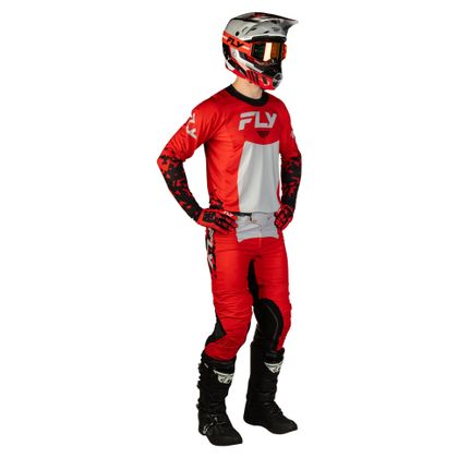 Camisola de motocross Fly LITE - FLAKE 2026 - Vermelho / Cinza