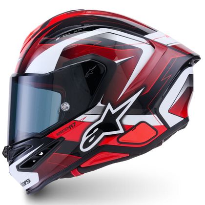 Casque intégral Alpinestars S-R7 KINETIS BRILLANT - Noir / Rouge