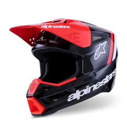 Casque cross Alpinestars S-M3 RADIUM 2026 - Noir / Rouge Ref : AP3962 