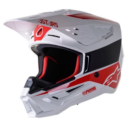 Casco de motocross Alpinestars S-M5 BOND - WHITE RED GLOSSY 2023 Ref : AP12568 