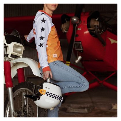 Wildust JERSEY CROSS T-Shirt mit langen Ärmeln - Weiß / Orange
