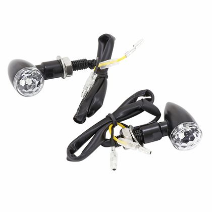 Avoc MOTO MINI SETO 4 LEDS SMD ORANGE ALU TRANSPARENT BASIS - L 43mm - H 20mm 35mm CE-ZULASSUNG PAAR Blinker Universell